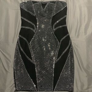 Caché Rhinestone Bodycon Minidress